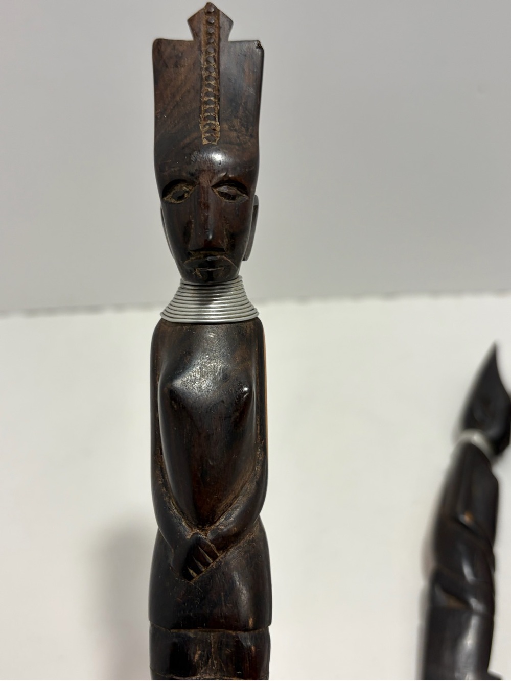 Hand-Carved Brown Wooden Serving Utensil Set with Carved Figure Handles - Picture 10 of 10